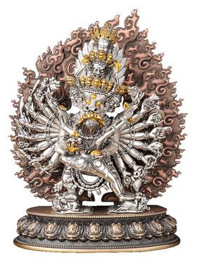 闯隆5寸大威德金刚铜像摆件随身