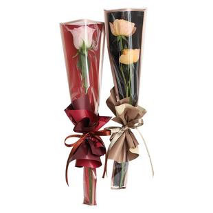 单支花束包装袋多支玫瑰透明防水鲜花花束纸手工diy花艺店资材料