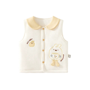 女宝宝婴儿夹棉马甲秋冬季加厚120g护胸背心儿童坎肩马夹保暖上衣