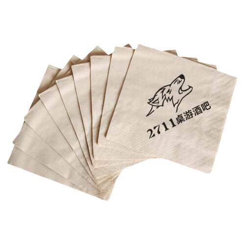 本色餐巾纸广告纸巾印字定制logo餐馆餐饮纸巾饭店用散装酒店方巾