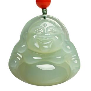 印象眸和田玉佛公吊坠女款大肚弥勒佛玉坠晴水玉石项链三八节礼物