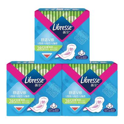 Libresse薇尔卫生巾舒适V感极薄棉柔285mm加长日用精品装包邮