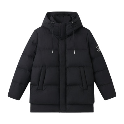 鸭鸭短款连帽甜美气质羽绒服