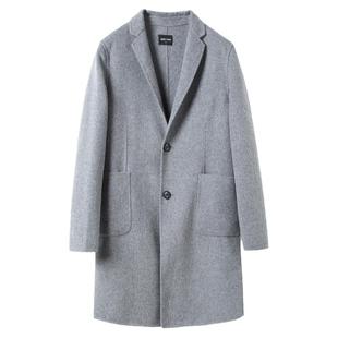 流石男装冬装双面羊毛西装大衣冬季男士新款加厚款毛呢中长款外套