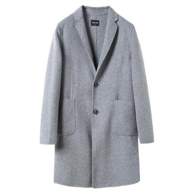 流石男装西装领时尚双面毛呢大衣