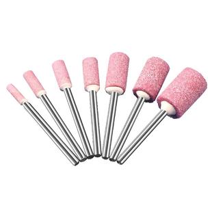 红刚玉砂轮磨头火石仔圆形小型金刚砂石材打磨头3mm圆柱电钻磨头