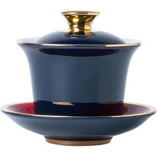 当朝一品陶瓷三才盖碗茶杯功夫茶具套装家用泡茶碗中式高档敬茶碗