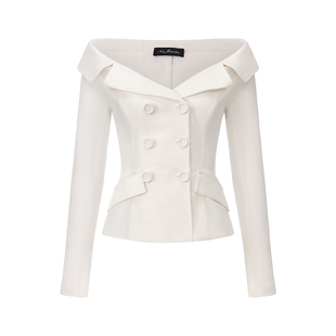 【徐如蓝同款】NanaJacqueline春季新款翻领收腰牛仔外套复古千金