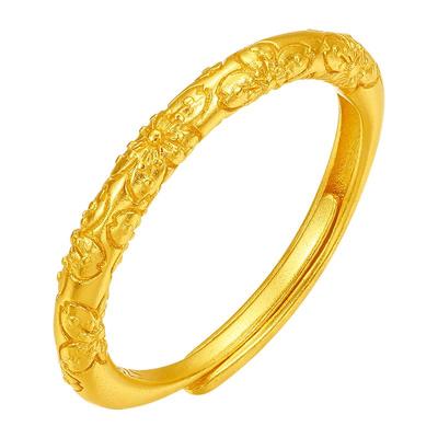 六桂福S925银光面戒指开口送妈妈