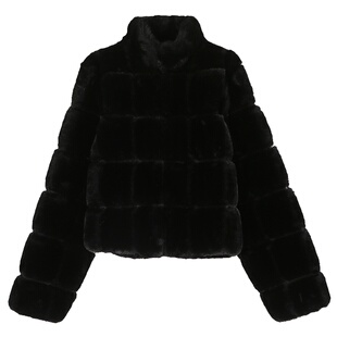 落落狷介 皮毛一体女外套设计感小众2025年新款保暖黑色毛毛外套