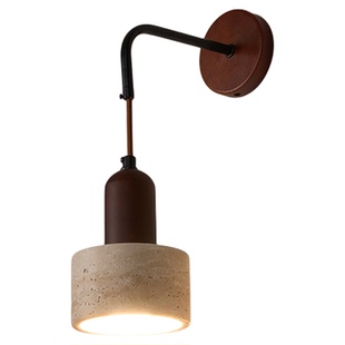 黄洞石壁灯日式侘寂风卧室床头壁灯复古奶油风客厅带开关民宿壁灯