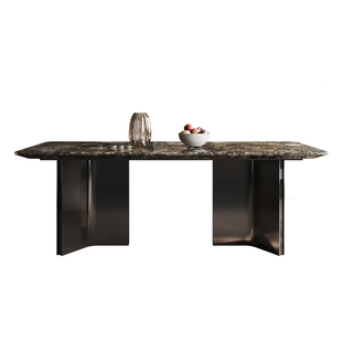 巴西进口铂金钻奢石长餐桌天然璀璨星河大理石家用轻奢现代餐桌椅