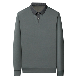 啄木鸟男士POLO衫长袖桑蚕丝T恤秋冬假两件衬衫领卫衣羊毛打底衫