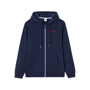 乐卡克法国公鸡秋冬男士加绒保暖舒适百搭运动连帽开衫