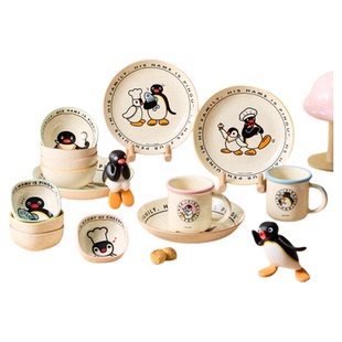 有点淘气Pingu复古陶瓷餐具碗盘味碟马克杯可爱企鹅礼物套装
