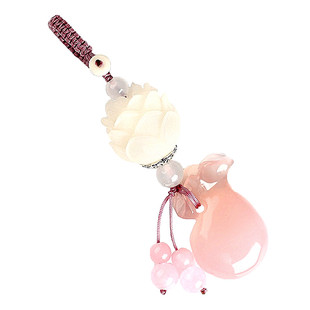 玉髓汽车钥匙扣男旺运挂件女时尚精致水晶情侣款粉色可爱简约福袋