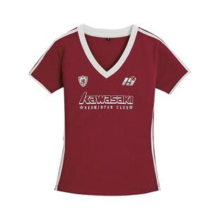 Kawasaki川崎女羽毛球服修身休闲运动短袖美式复古T恤小蛮腰系列