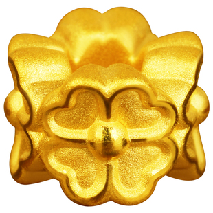 黄金如意算盘金钱四叶草隔珠隔片足金999垫片手串珠链圈圈男女