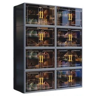 鞋架子2025新款多层透明鞋盒收纳柜一体靠墙神器室内家用门口鞋柜