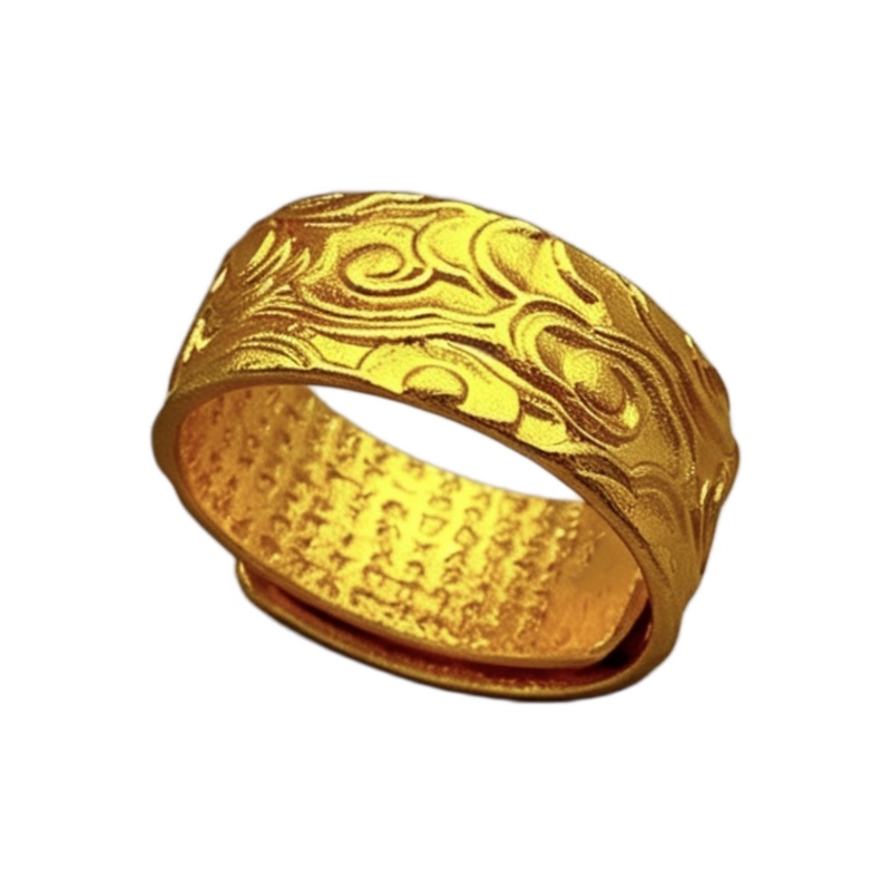 新款大气祥云心经活口戒指