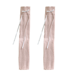 purpleguys灰色堆堆袜女春夏薄款腿套中长筒蝴蝶结袜套配小腿袜子