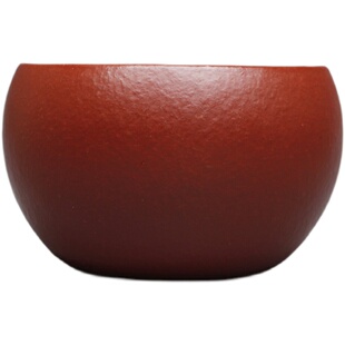 宜兴紫砂杯纯全手工主人杯黄龙山原矿朱泥大红袍粗砂杯大号品茗杯