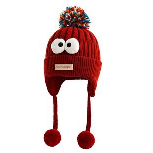 儿童帽子男童女孩冬季可爱超萌加厚保暖护耳帽男童女孩宝宝毛线帽