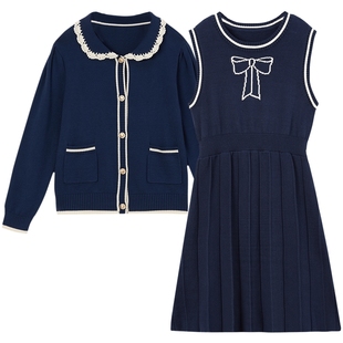 eland kids衣恋童装女童套装冬季针织衫连衣裙两件套