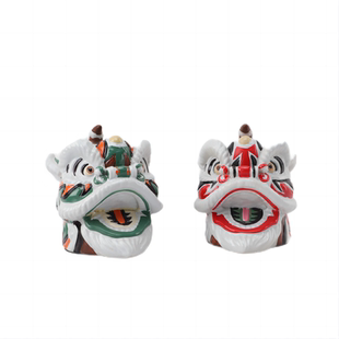 新中式国潮舞狮头狮子摆件玄关电视柜客厅样板房办公室家居装饰品