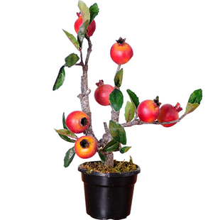仿真假柿子石榴果树小盆栽客厅装饰花艺绢花花盆摆设家居茶几摆放