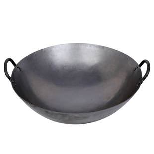 老式手打商用双耳厨师熟铁锅家用大锅广式炒菜锅燃气煤气灶专用