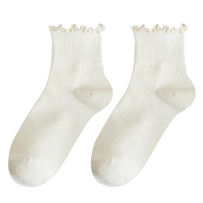 黑色花边堆堆袜女秋冬厚款搭配乐福鞋款袜子潮小皮鞋春秋中筒夏季