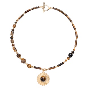 马君妍同款lost in echo春夏新款异域复古虎眼石玛瑙吊坠锁骨项链