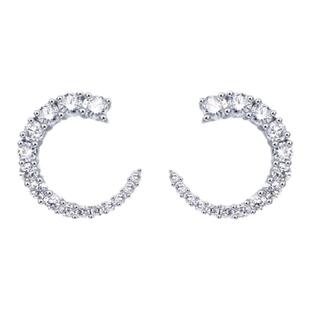 周生生钻之颂18K白色黄金耳环钻石耳钉耳饰84681E