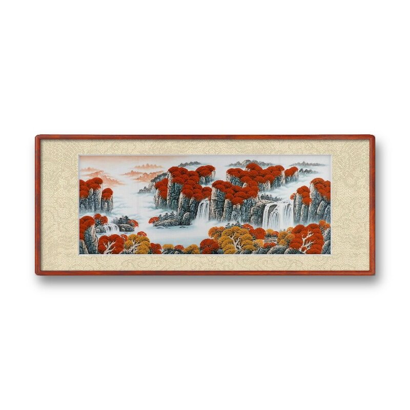 纯手绘国画山水画鸿运当头装饰画