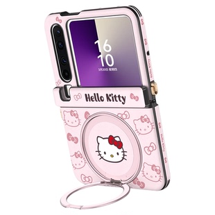 HelloKitty正版适用华为purax手机壳典藏版新款凯蒂猫支架磁吸斜挎pura x中轴全包保护套外壳带挂绳阔折叠款