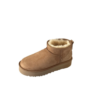 小U家桑坡村厚底羊皮毛一体女短筒周冬雨同款3和5厘米mini雪地靴