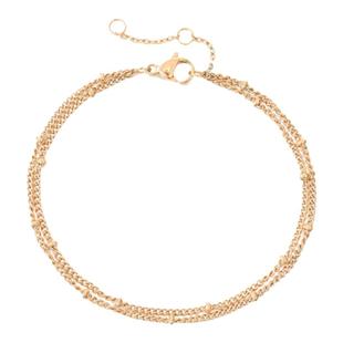 eManc钛钢手链不锈钢饰品货源日韩双层手环女 金色可调节手饰链条