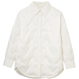 布景羽绒服女轻薄短款冬季新品简约通勤polo领翻领外套1203