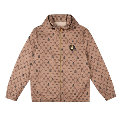 雷迪波尔连帽满身印花夹克外套男