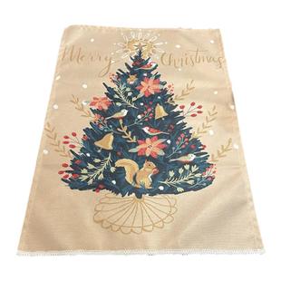 新款圣诞树花边挂画卡通圣诞插画墙面装饰布置节日气氛烘托布艺画