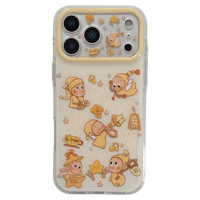 jze趣味ins卡通星星小人镜框适用苹果17ProMax手机壳超火iphone15新款16pro女17pro创意14双层全包防摔手机套