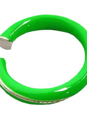 欧美绿色彩釉珐琅小众戒指女