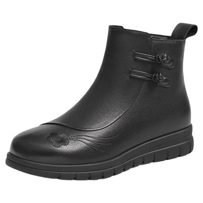 红蜻蜓加绒保暖厚底舒适妈妈棉鞋