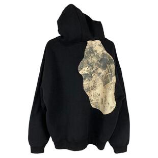 Without Me/手工定制1of1 remake图案贴布宽松连帽卫衣上衣外套男