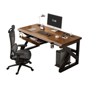 实木大板双人电脑桌带抽屉大长书桌家用学习桌电竞桌办公桌工作台