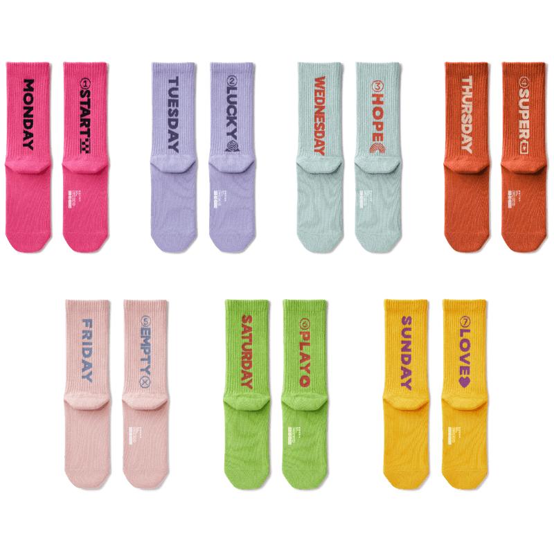 7A抗菌|蕉內(nèi)銀皮520Color男女情侶星期襪運(yùn)動(dòng)彩色襪子禮盒夏季