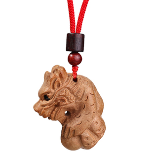 天然老桃木12生肖吊坠十二属相挂件鼠牛虎兔龙蛇马羊猴鸡狗猪佩戴