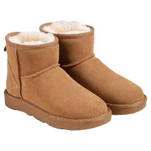 雪地靴冬季女鞋雪地棉鞋加绒加厚羊皮毛一体短靴东北棉靴桑坡村