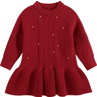 女童连衣裙新年衣服冬装拜年裙子